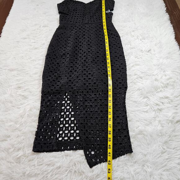 Revolve NICHOLAS Women's Black‎ Sleeveless Eyelet Side Cutout Midi Dress. Size 2 - Picture 5 of 9